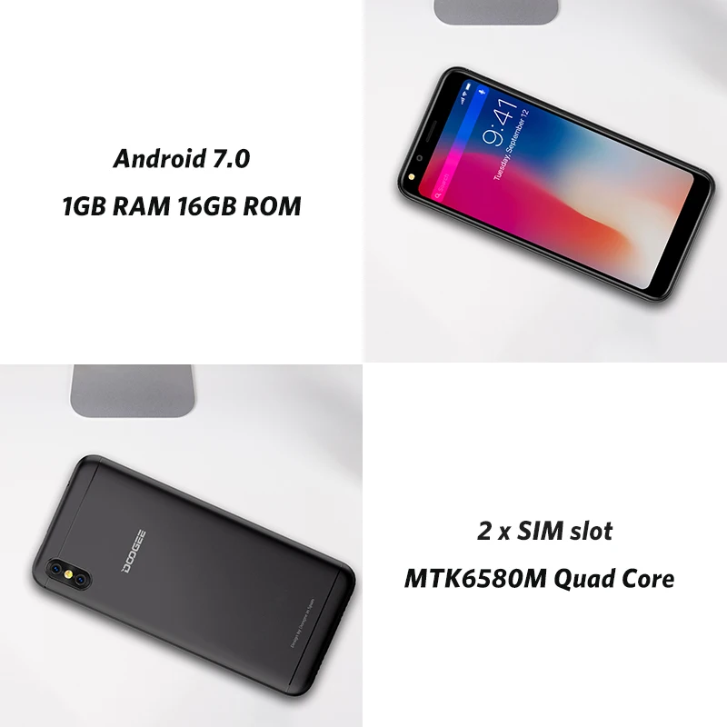 DOOGEE X53 5 3 &quot18:9 мобильного телефона Android 7 0 mtk6580m четыре ядра 1 ГБ Оперативная память