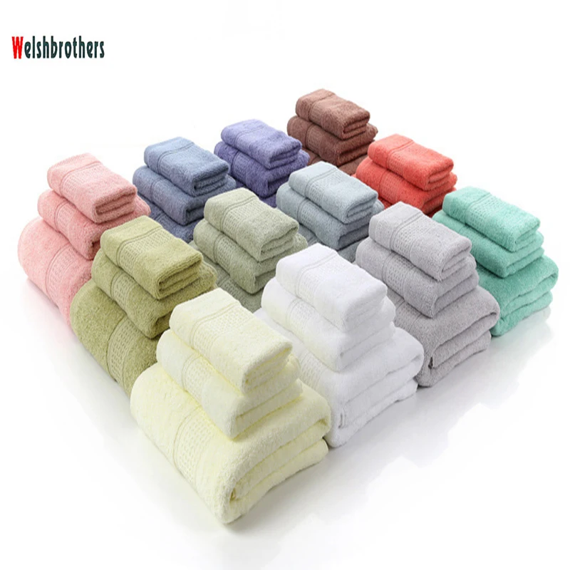 Хлопок полотенце банное полотенце для взрослых, костюм из трех предметов из-за мягкого и сухой мягкой 12 цветов толщины с высоким поглощением воды antibacterial2018
