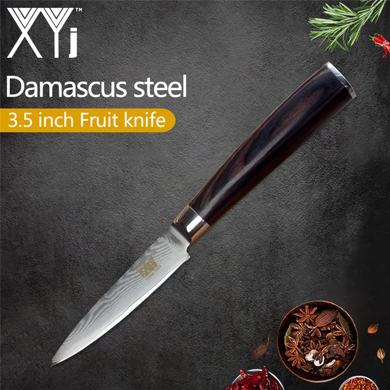 XYj Дамасская сталь кухонный нож VG10 японский стиль Красота узор лезвие нож 8 дюймов Подарочная коробка мясо рыба аксессуары для приготовления пищи - Цвет: L.3.5 paring knife