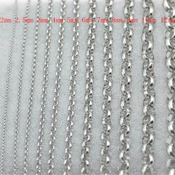 

10pcs 316 Stainless Steel 2 2.5 3 4 5 6 7 8 9 10 12mm 24inch rolo necklace Chains for lockets Pendant Women Men