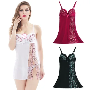 

Women Lingerie Set Strap Backless Hollow Out Underwire Padded Nightdress