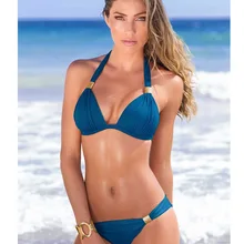 

New Bikini Sexy Low Waist Bandage Solid Color Bandage Beads Embellished Variety Colors Swimwear Beach Seaside Bikini Set