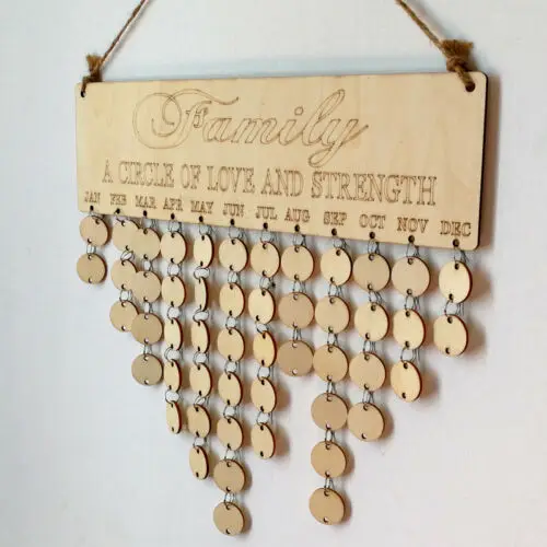 

Family Home Decor Calendar Wooden Birthday Reminder Board Birch Ply Plaque Sign Special Dates Calendar Gift