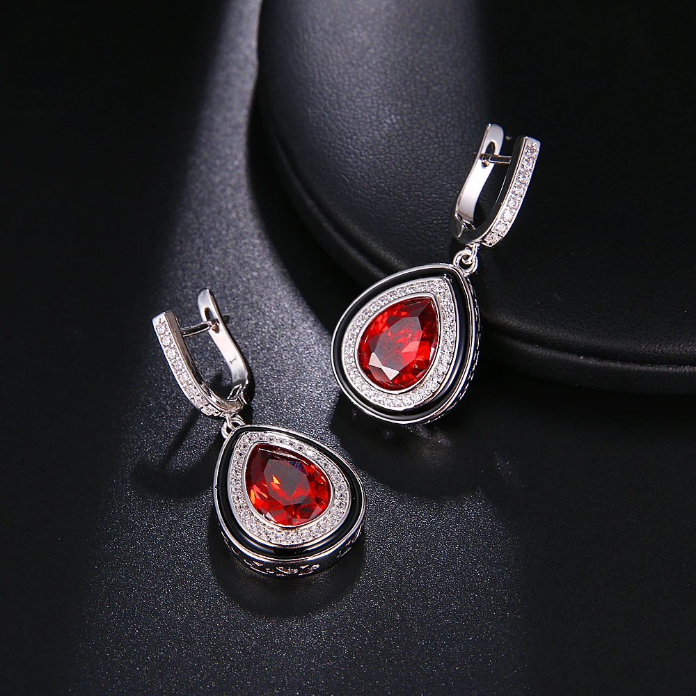 Hermosa mozambik Red Garnet 925 серебряные ювелирные серьги из стерлингового серебра висячие 36