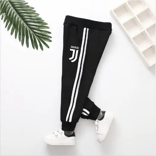 

Winter section Juventus pants thickening sports trousers Korean version of the children's warm one-piece casual pants
