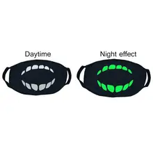 Светящаяся маска унисекс, противопылевая маска для рта, светится в темноте, хлопковая маска для лица на Хэллоуин, с рисунком зубов