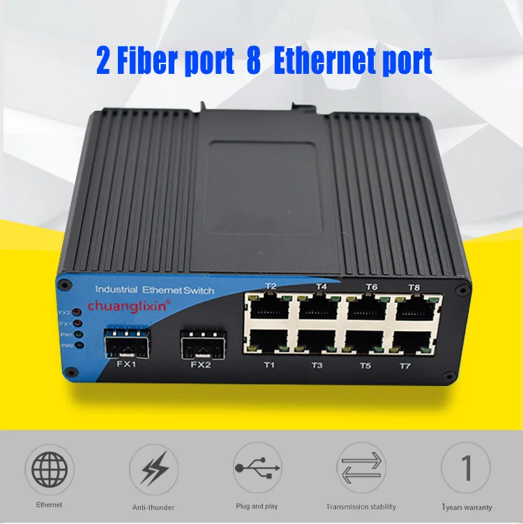 Инжектор POE 155 м 8 портов ethernet Порты и разъёмы 10/100 M ethernet Порты и разъёмы 2 слот sfp 100 м промышленных оптоволоконный конвертер LC