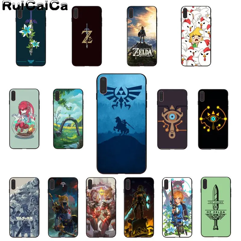 

RuiCaiCa Legend Of Zelda Black Soft Shell Phone Cover for iPhone 8 7 6 6S Plus 5 5S SE XR X XS MAX Coque Shell