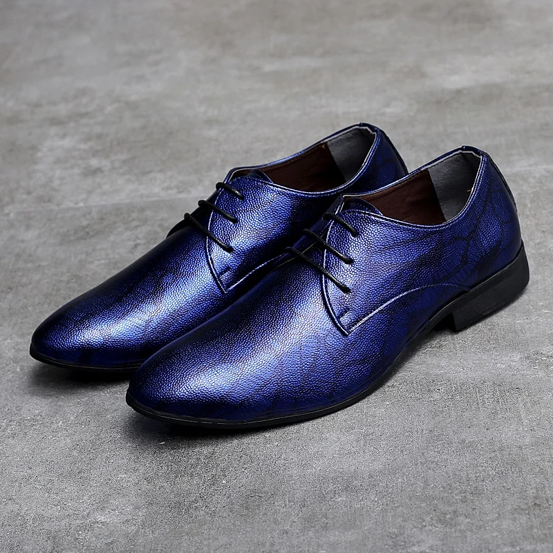 

Blue Camouflage Leather Men Shoes Luxury Brand Snake Skin Wedding Dress Male Footwear Fashion Man Oxford Shoes for Men HH-572
