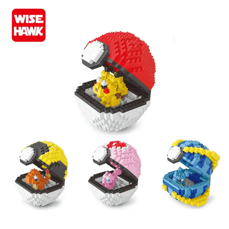 

Wisehawk Ball Go Pikachu Charmander Eevee Blocks Building Brinquedo Children Toy Action Figures Anime Model Cartoon Kid Gift