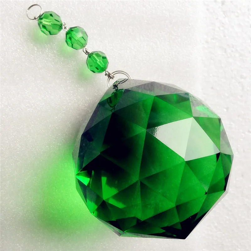 100mm crystal chandelier balls+round faceted beads dark green