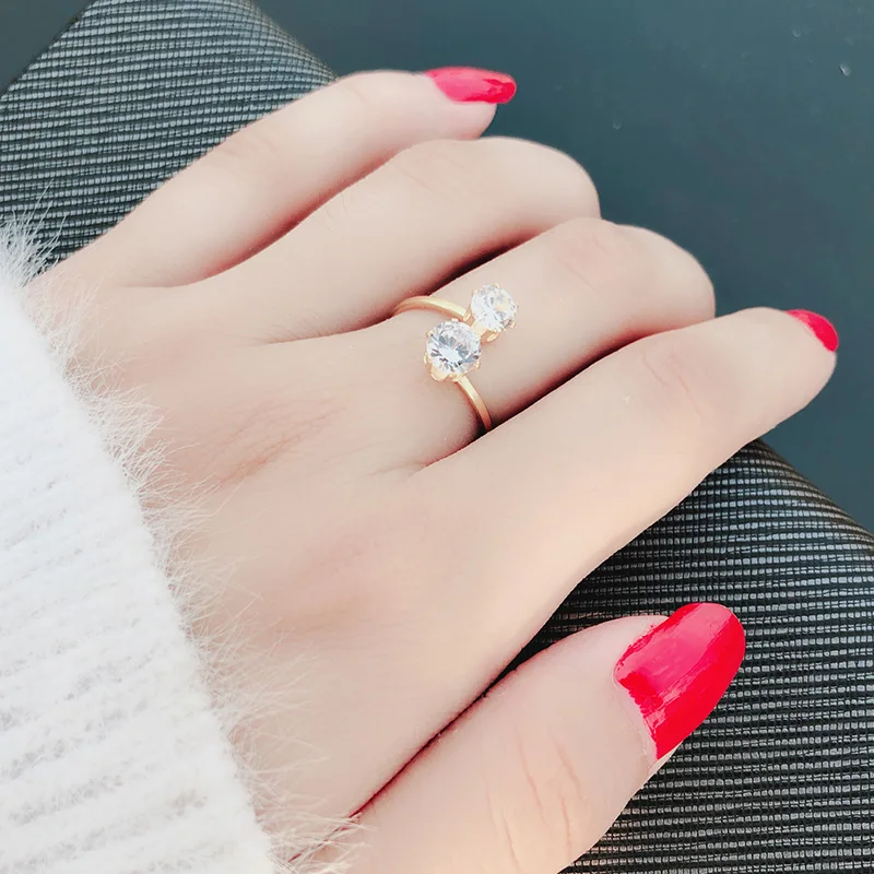 DOTIFI 316L кольца из нержавеющей стали для женщин двойной Циркон Обручальное кольцо ювелирные изделия