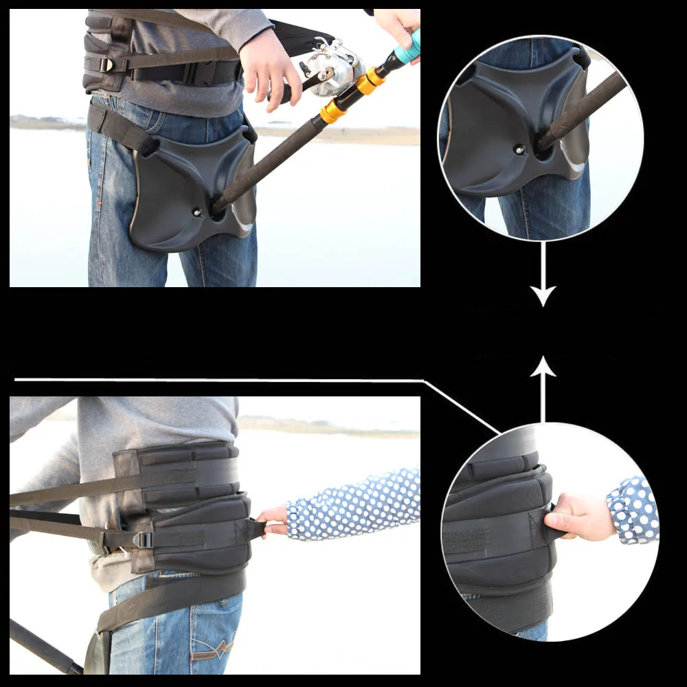 2016 Newest Fishing Harness + Belt Waist Gimbal Fish Rod Holder