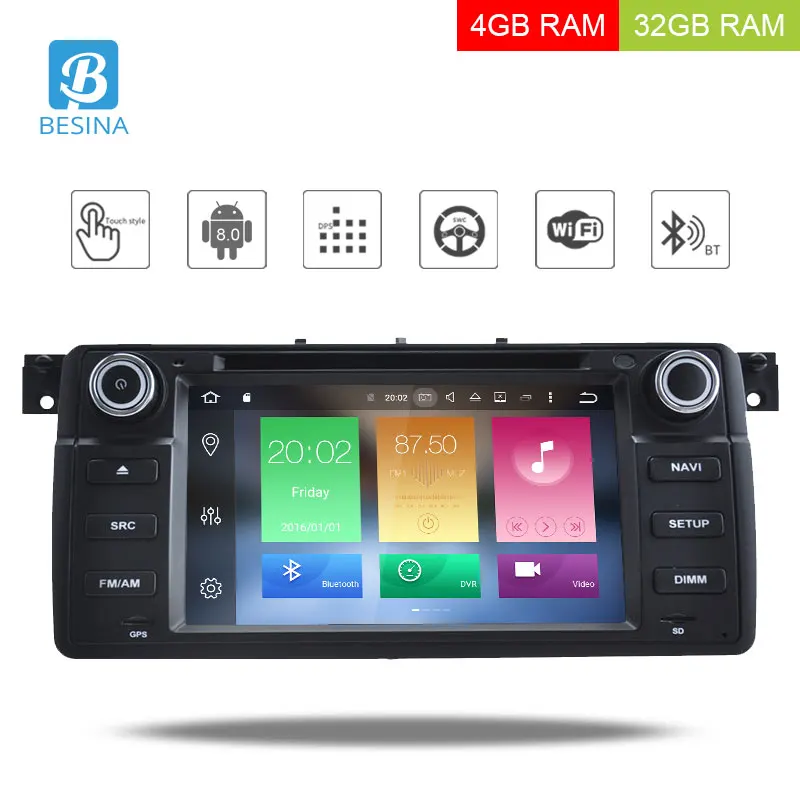 

Besina Android 8.0 Car DVD Player For BMW E46 M3 MG ZT Rover 4G+32G GPS Multimedia wifi 1 Din Car Radio Octa Cores Audio RDS IPS