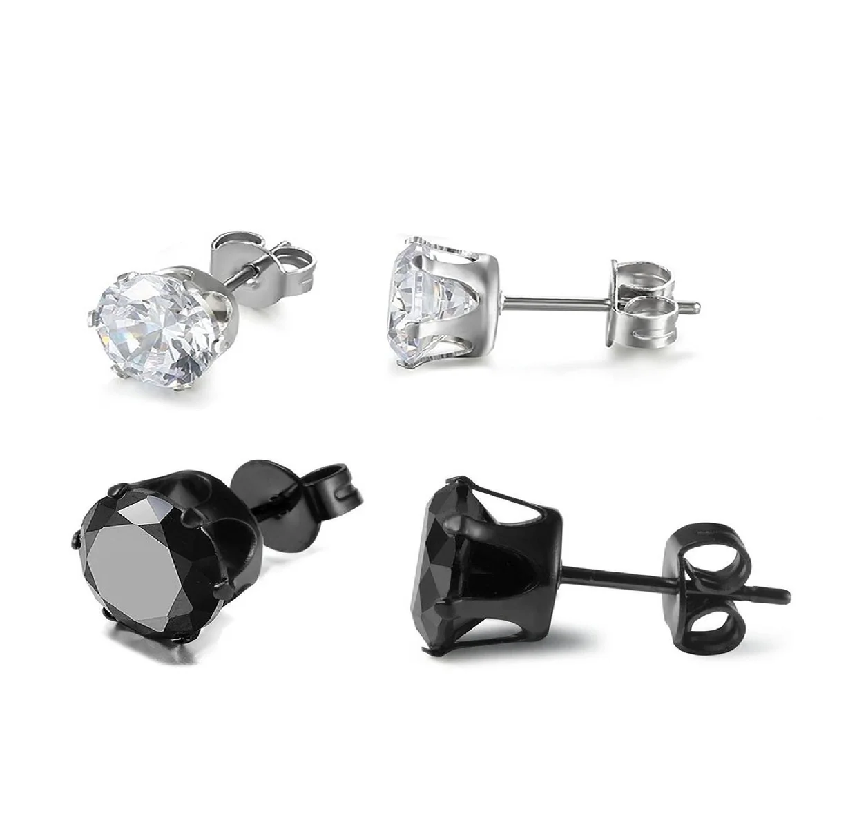

Men's Earring Women Hypoallergenic Stainless Steel Cubic Zirconia Piercing Stud Earring3mm-8mm Valentine's Day Gift Jewelry