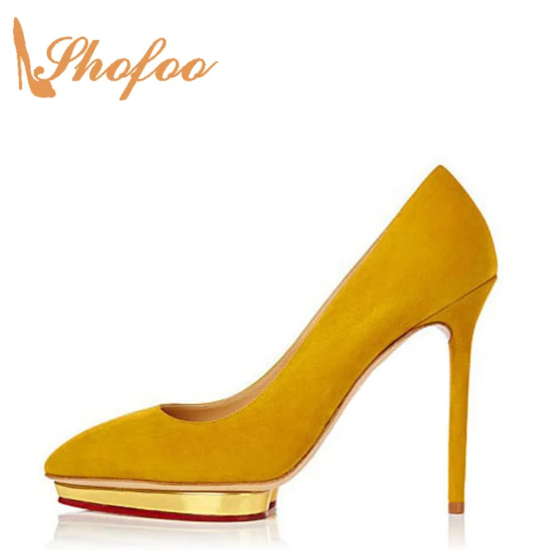 

Yellow Red Beige Bottom Black Nude Pumps Bridals Wedding Shoes Platform Women Luxury Dress Shoes Large Size 4-16 Shofoo