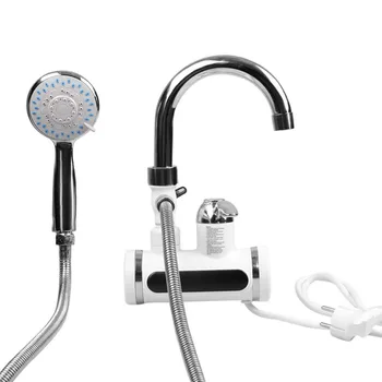 

Kitchen 3000W Temperature Display Electric Instant Heating Water Heater Tap Hot Cold Water Faucet EU Plug