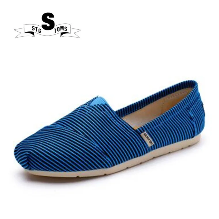Zapatos de para mocasines sin cordones de color sólido, diseño a rayas azules, calzado para caminar, twm0138|Zapatillas para AliExpress