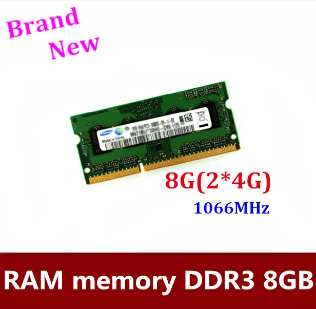 Free shipping  4GB 1pair  Laptop Memory DDR3 RAM 1066MHz  SoDimm 8GB   2*4GB  DDR3 PC3-8500 1066MHz module memory  NEW