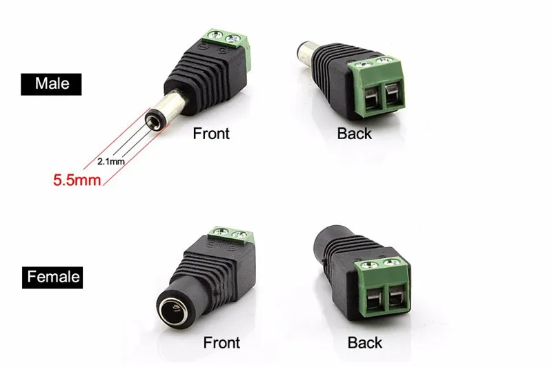 1pair 5.5mm*2.1mm Female Male DC Power Cable Connector Jack Plug Connection For LED Strip CCTV Security Camera Home Applicance