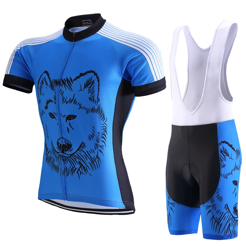 

Wolf Pattern Pro Fit Cycling Sets Short Sleeve Jerseys+Bib Shorts MTB Cycling Jerseys Breathable Ropa Ciclismo Cycling Kits