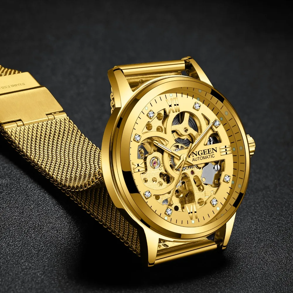 

FNGEEN Sport Mechanical Watch Luxury Golden Watch Mens Watches Top Brand Luxury Montre Homme Clock Men Automatic Skeleton