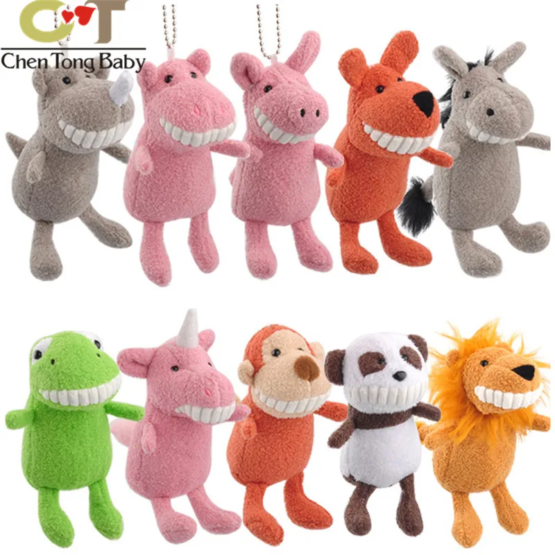 

10% Smiling toothy animal Big teeth plush pendant toy doll market clamshell doll plush keychain 10kinds 10cm wj04