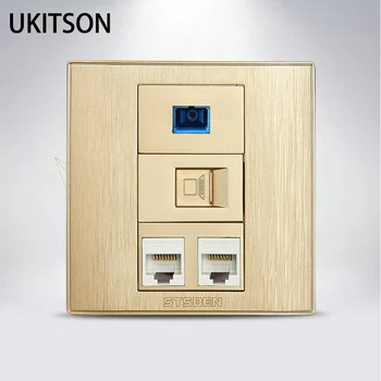 

86x86mm Outer Frame Panel With SC Optical 3 Ports CAT5e RJ45 Lan Socket For Ethernet Computer