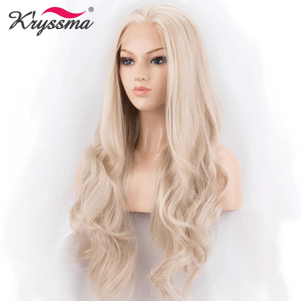 Пепельный блондин парик синтетические парики на кружеве для белых женщин светильник блонд свободный пробор 22 дюйма длинные волнистые термостойкие волокна
