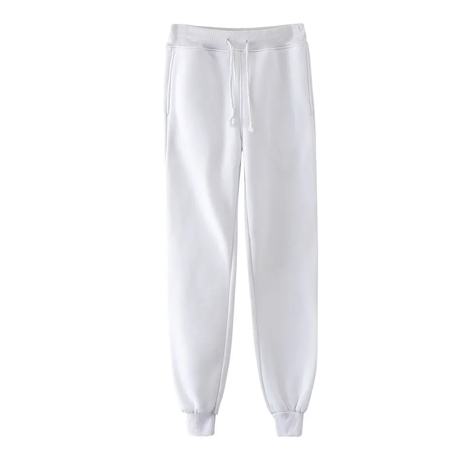 DropShipping Custom DIY Logo Beam Pants Men Women Kpop Customize Streetwear HIP HOP Sweatpants Fashion Cool Full Trousers - Цвет: white Solid color