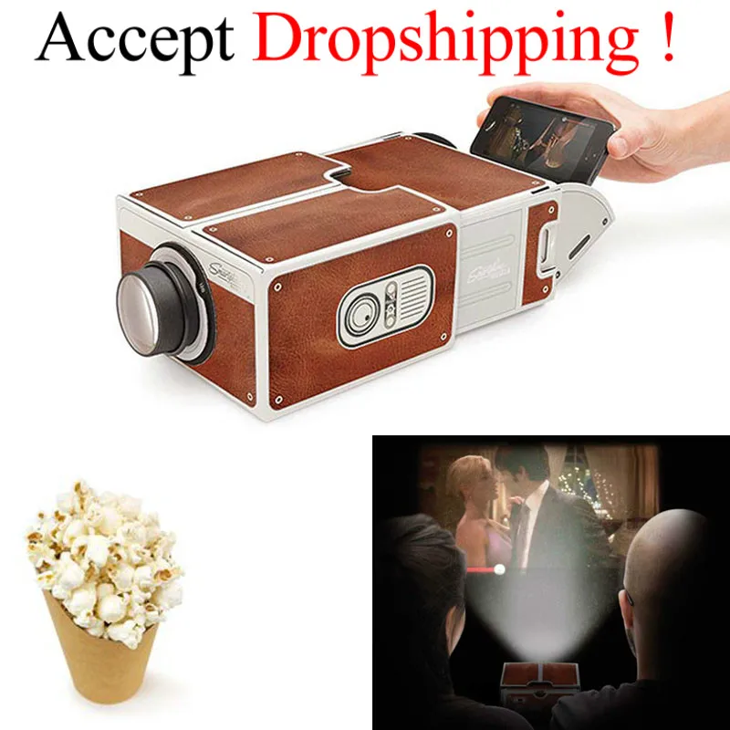 

New Mini Portable Cinema DIY Cardboard Smartphone Projection Mobile phone Projector for Home Projector Audio & Video Party Gifts