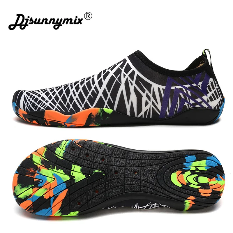 online Homens Mulher Descalça DJSUNNYMIX Pele Meias Meias Listradas Sapatos de Praia Piscina de Água Do Aqua Nadar Praia Chinelo No Aqua Sapatos de Surf