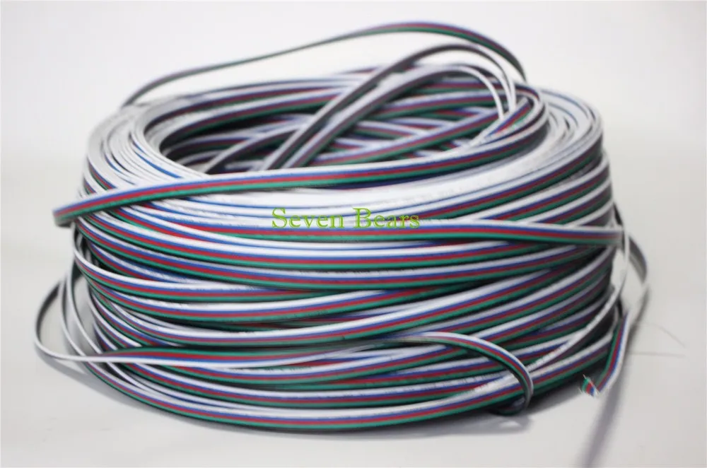 10 м 20 м 50 м 5 контактов RGBW RGBWW удлинитель Разъем 22AWG RGB+ черный провод шнур для 5050 RGBW светодиодные ленты/светильник/Модуль и т. Д