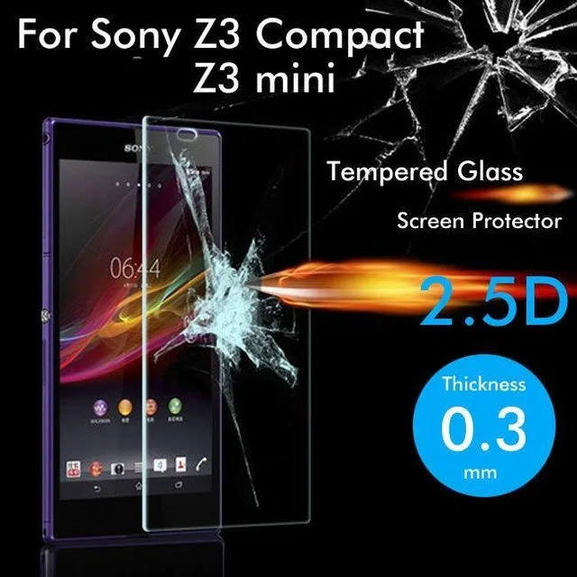 

2.5D Tempered Glass For Sony Xperia Z3 Compact Protective Film Explosion-proof Screen Protector for Z3 mini D5803 M55W