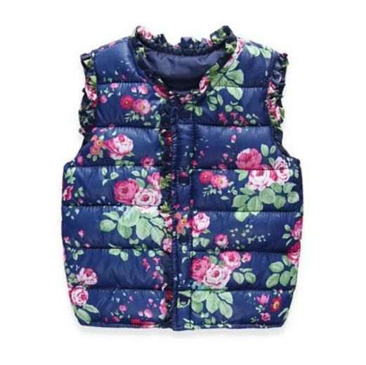 BibiCola/Детские жилеты для девочек детский пуховый хлопковый теплый жилет милый жилет с цветочным принтом для маленьких девочек детская одежда, жилет, куртка, пальто