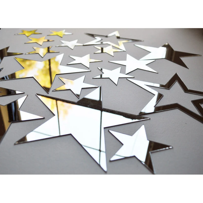 

19pcs/set 6/9/12/15cm Acrylic Mirror Sticker Cartoon Starry Wall Stickers For Kids Rooms Home Decor Cute Star Wall Decals Mural