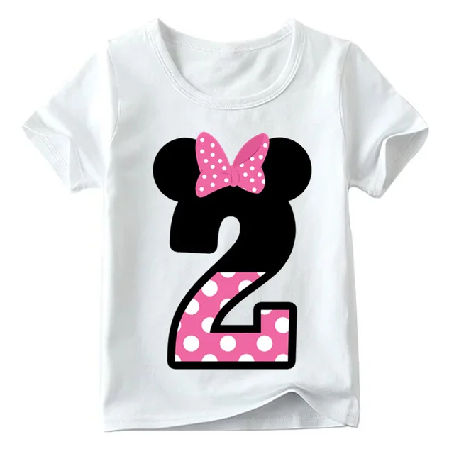 Baby Boys/Girls Happy Birthday Letter Bow Cute Print Clothes Children Funny T shirt,Kids Number 1-9 Birthday Present,ooo2416 White B