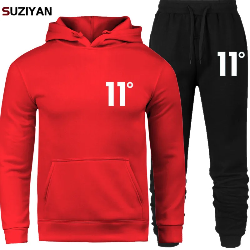 

2019 New Brand Men Sportswear Sets Print 11 Tracksuit Thermal Underwear Fleece Thick Hoodie+Pants Malechandal Sporting Suit