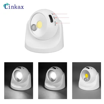 

360 Degree Rotation COB LED White Light Motion Sensor Night Light Use 3 x AAA Battery For Hallway,Stairs,Bedroom,Drawer,Camping