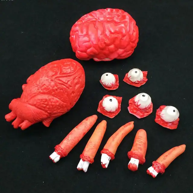 Special Price Bloody Zombie Food Human Heart Body Part Organ Halloween Horror Prop Party Accessories Life Heart Brain Fingers Eyeballs A35