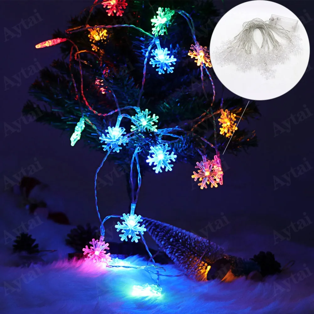 OurWarm 4M 20 Head Snowflake LED Light String Frozen Party Snowflake Window Garland Wedding Christmas Decorative Light