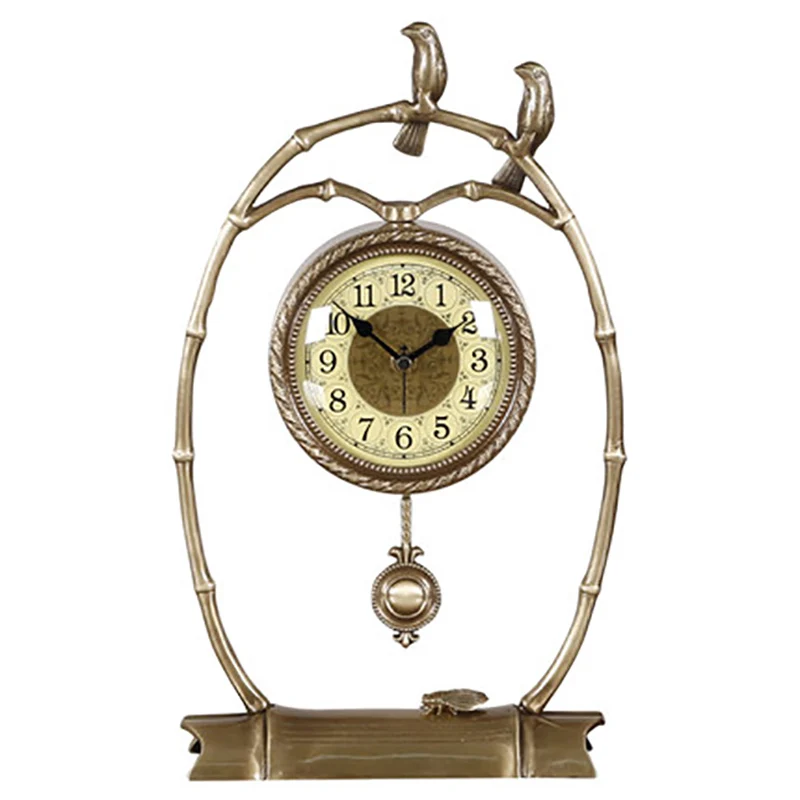 

12 Inches Chinese Pure Copper Silent Clock Classic Bird Shape Quartz Clock Living Room Study Bedside Decoration Timing Tool