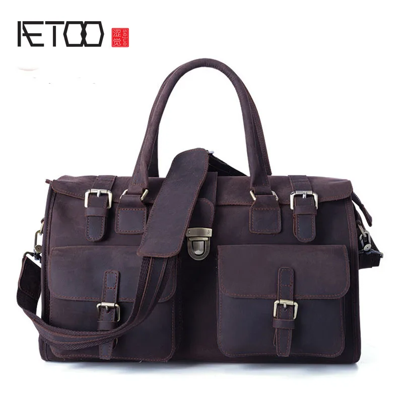 

AETOO New European and American Retro Men 's Leather Bag Handbag Shoulder
