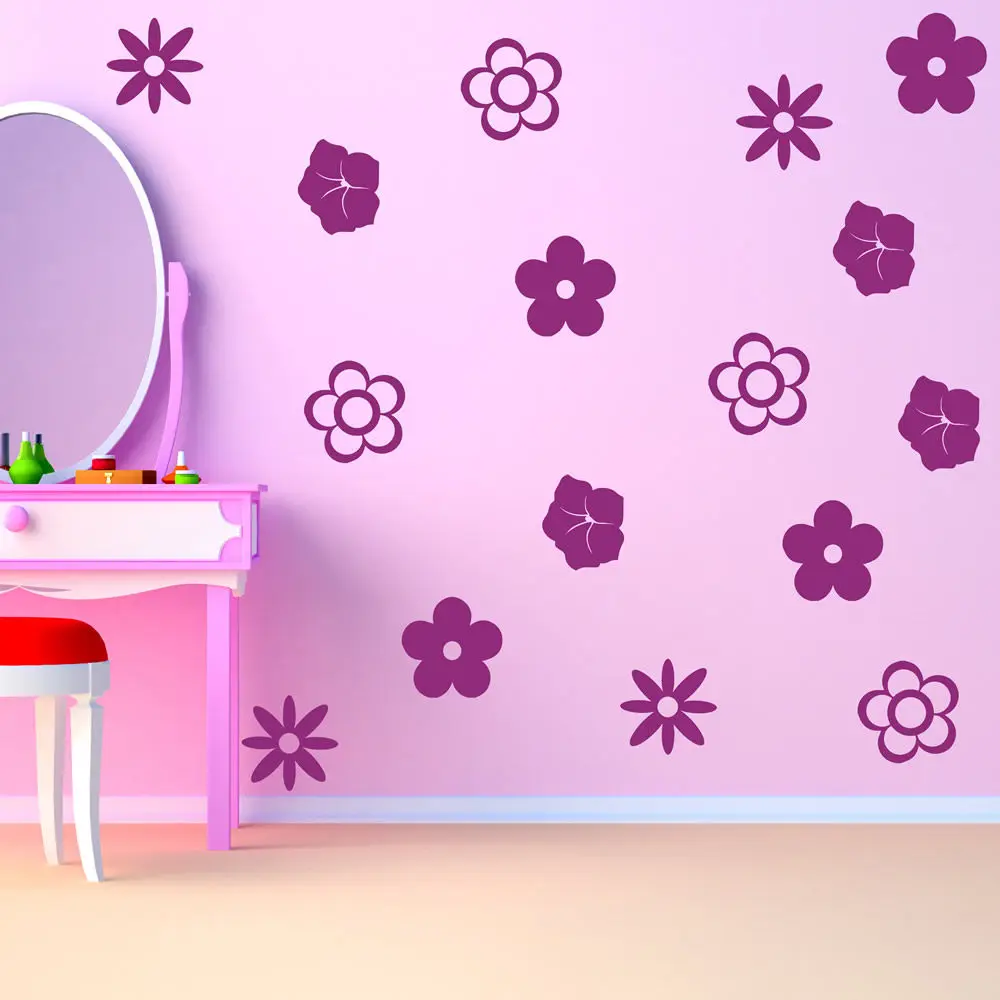 16pcs Flower Group Vinyl Wall Stickers Flowers And Trees Creative