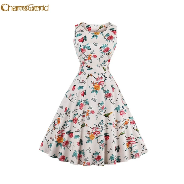 Chamsgend Vintage 1950 S Flower Bird Womens Summer Garden Rockabilly Chamsgend Vintage 1950 S Flower Bird Womens Summer Garden Rockabilly Swing Prom Party Tail 4xl Plus Size