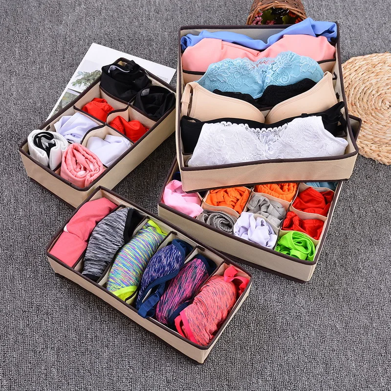 Home Underwear Bra Storage Box Socks Organizer Drawer Closet Organizers Foldable Boxes For Scarfs