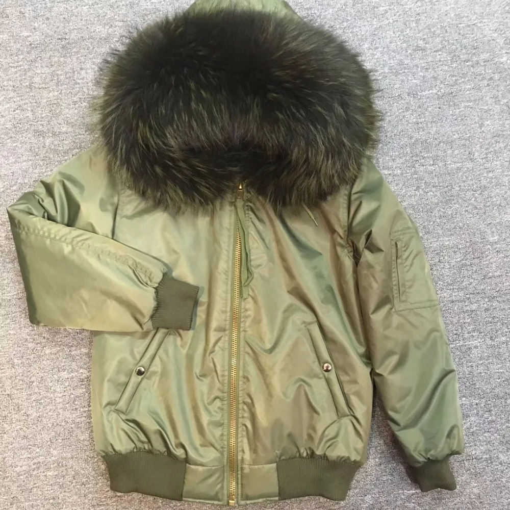 short bomber jacket with fur hood