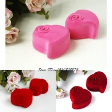 20 шт./партия Улучшенный красный бархат сердце роза обручальное свадебное кольцо коробка упаковка для украшений Подарочная коробка серьги шпильки чехол для хранения
