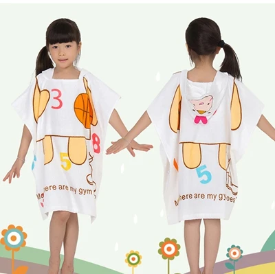 Новые пляжные полотенца для детей, Детский хлопковый банный халат с рисунком из мультфильма, многоцелевой банный халат, теплые Банные полотенца - Цвет: Белый