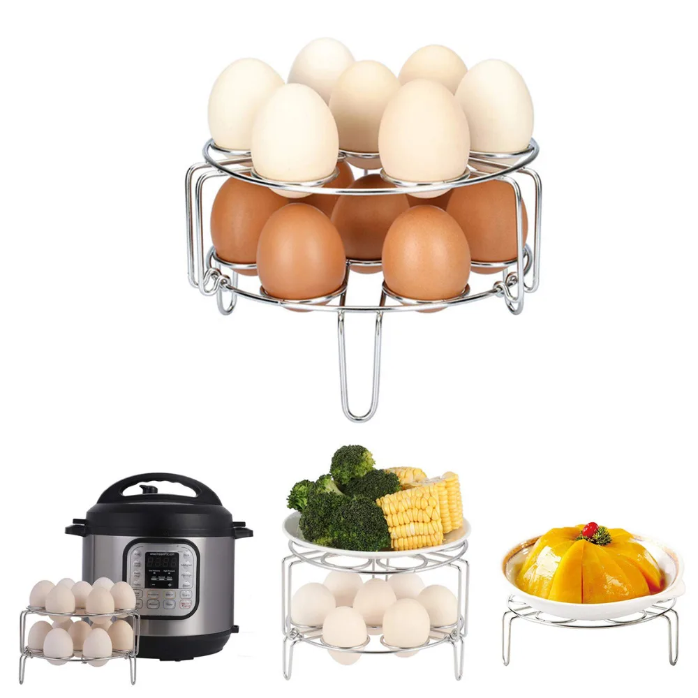 

2pcs Steamer Rack Instant Pot Stackable Egg Vegetable Pressure Cooker Steam Rack Stainless Steel Food Basket Stand Steamers